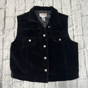 Vintage Talbots Button Front Velour Collar Vest